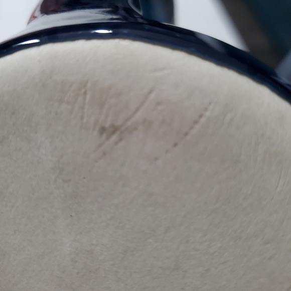 Tumbleweed Pottery North Carolina Large Blue & Tan 1980's "BITE ME" Coffee Mug - Picture 9 of 11